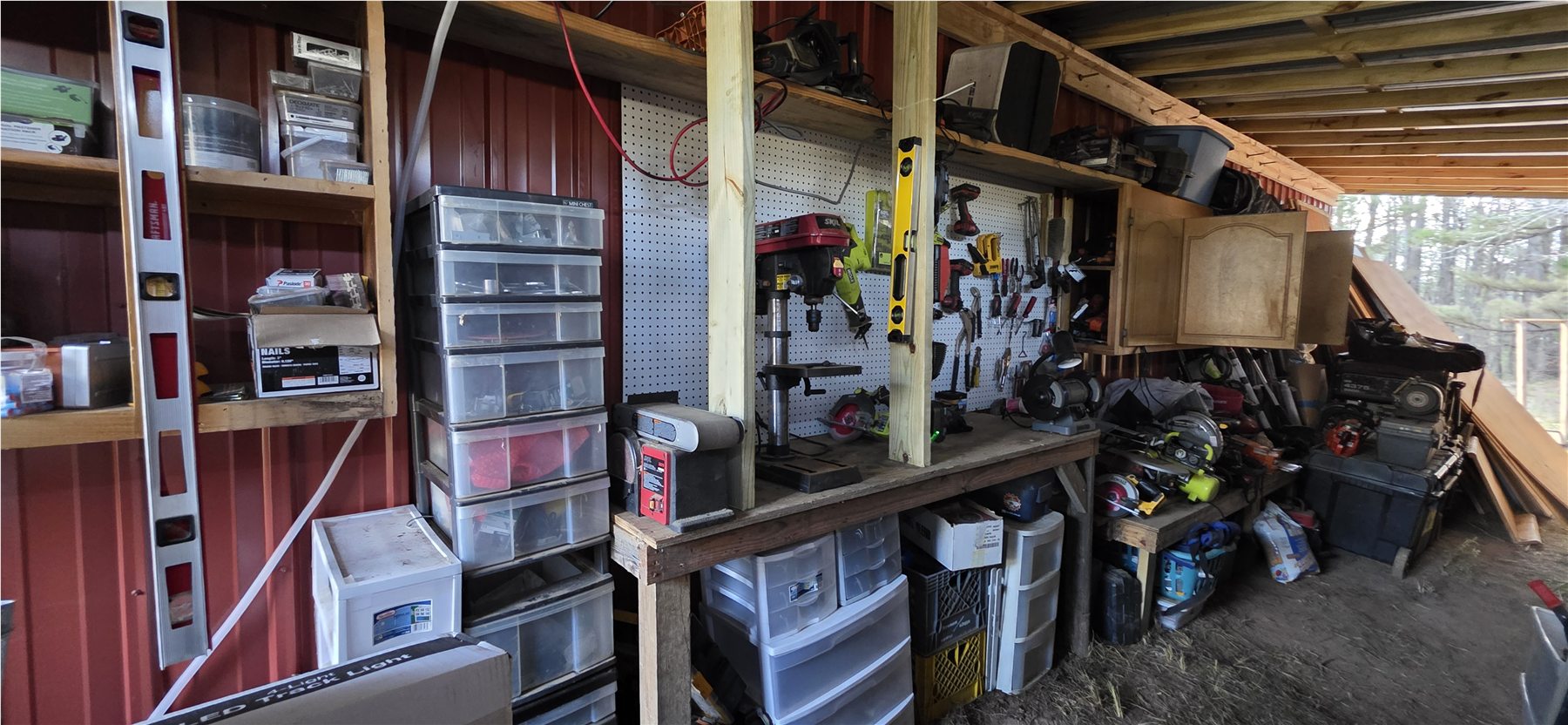 Workshop area inside the barn
